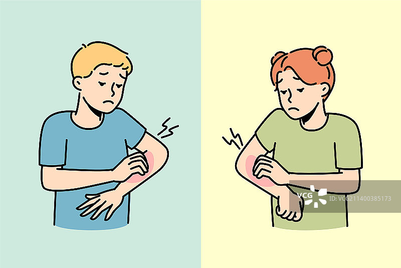 孩子们感到痒，遭受过敏图片素材