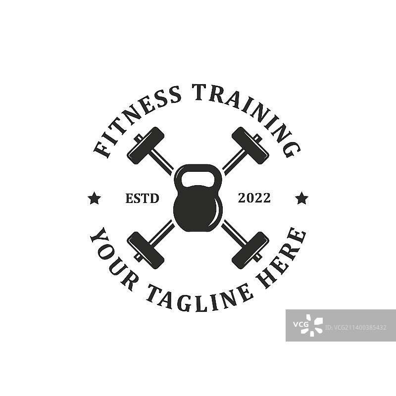 壶铃健身训练徽章设计图片素材
