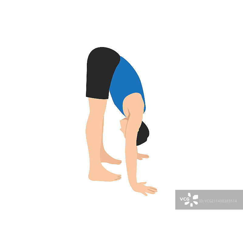 男人做站立前屈伸展式图片素材