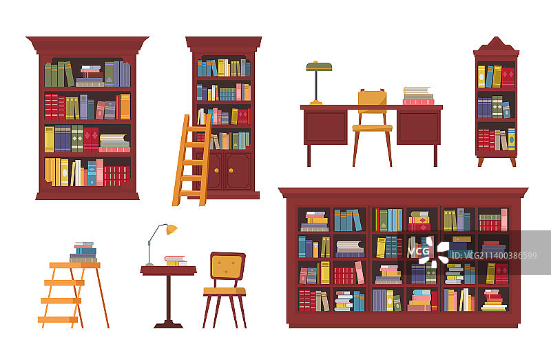 图书馆内部的书架图片素材