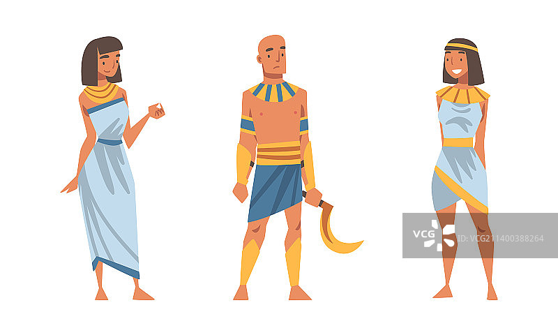 身着正宗服装的古埃及人图片素材