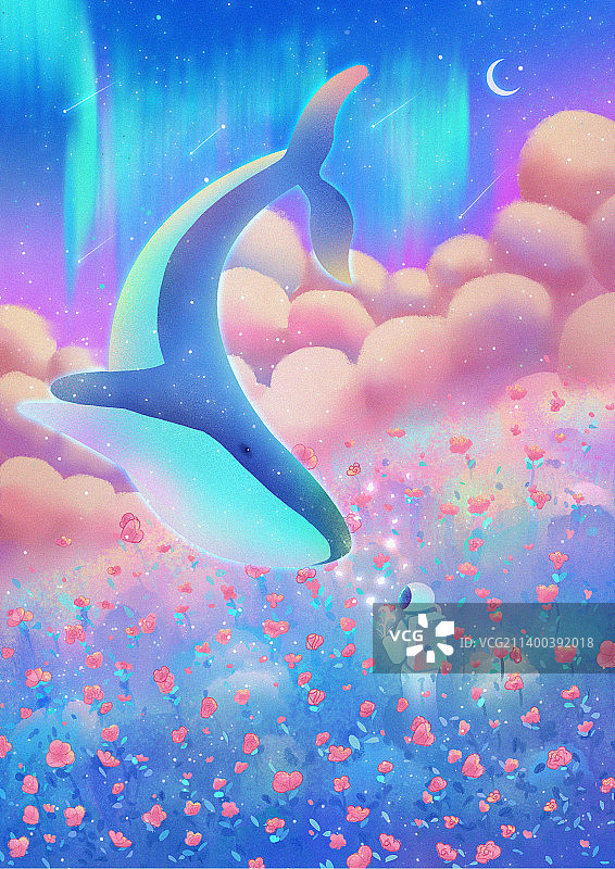 宇航员一角治愈系插画图片素材