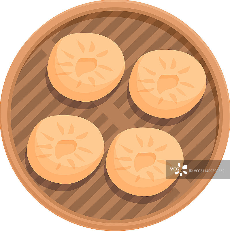 卡通亚洲蒸包子图标俯视图图片素材