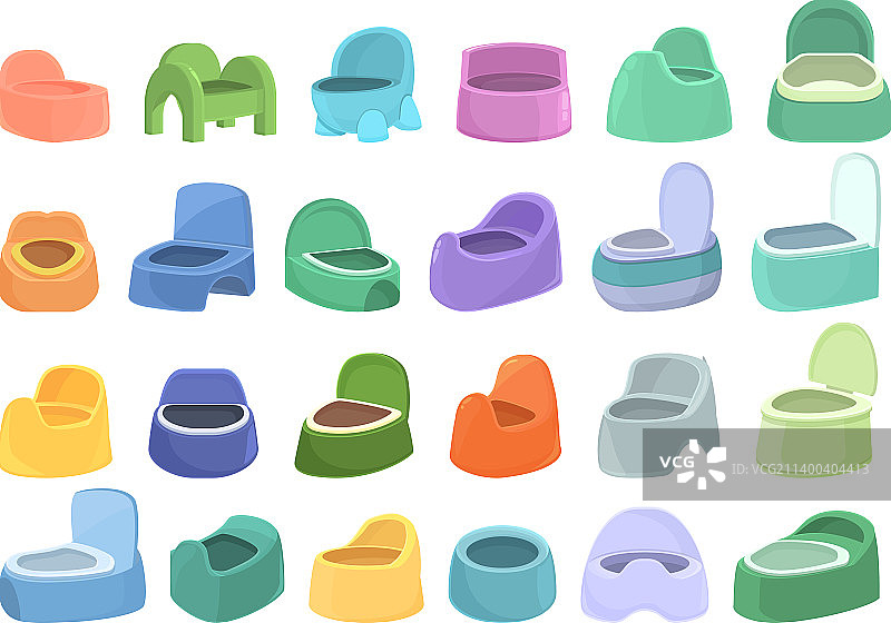 卡通婴儿便盆图标集图片素材