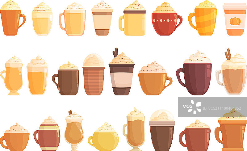 南瓜香料拿铁图标卡通图片素材