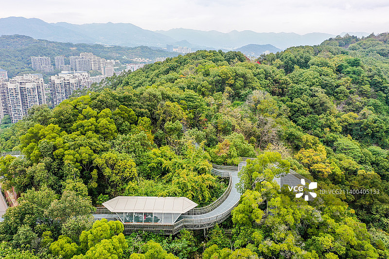 航拍福建福州城市森林步道 山体栈道福道 金牛山公园图片素材