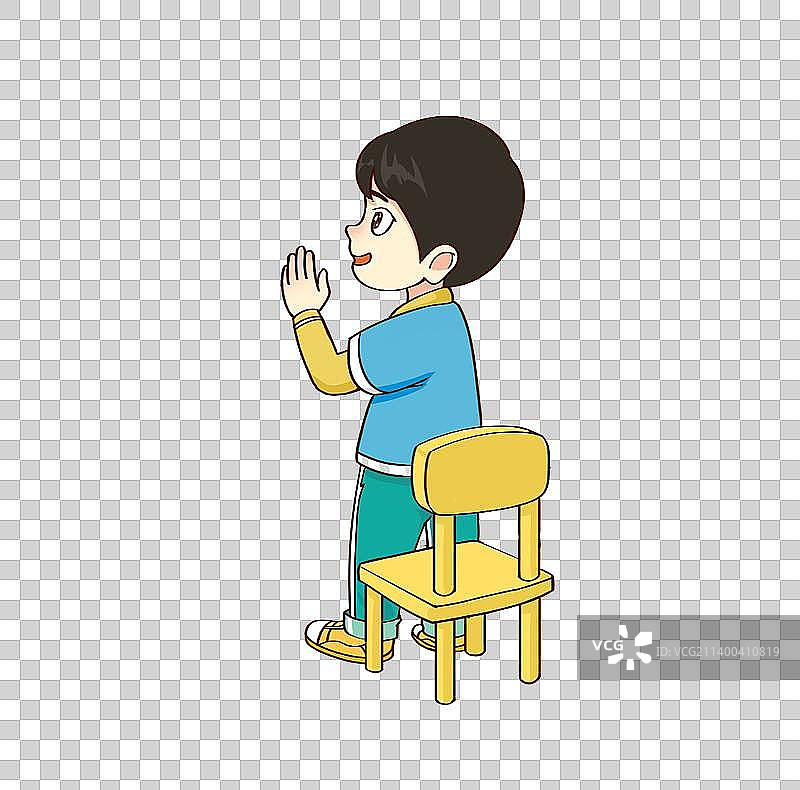 男同学课堂站立举手提问图片素材