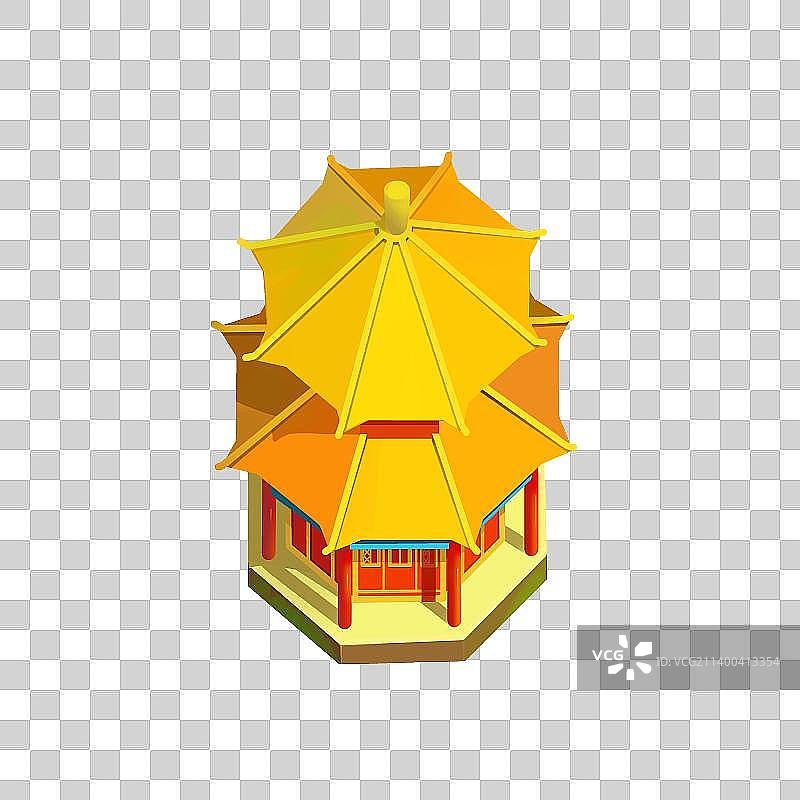 2.5D俯视北京故宫建筑亭子阁楼图片素材