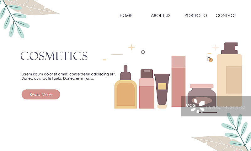 化妆品容器、瓶子、面部美容水疗产品合集图片素材