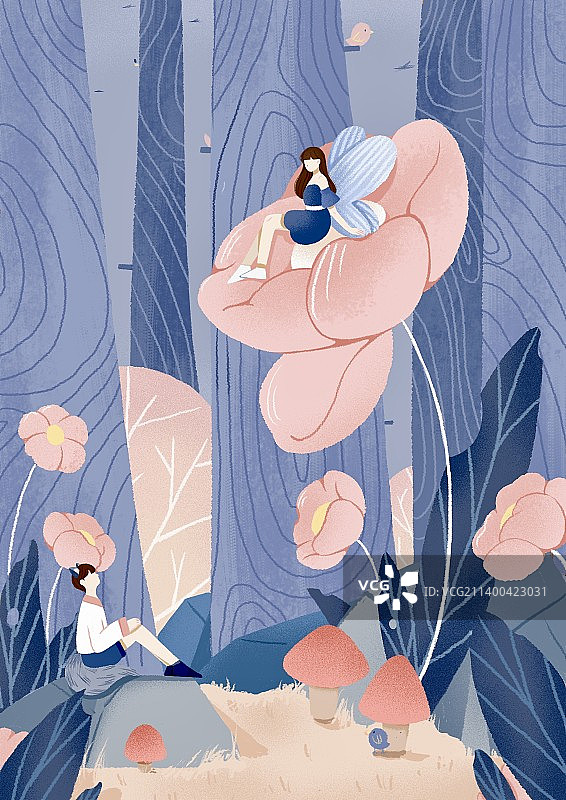 在花丛中的女孩图片素材