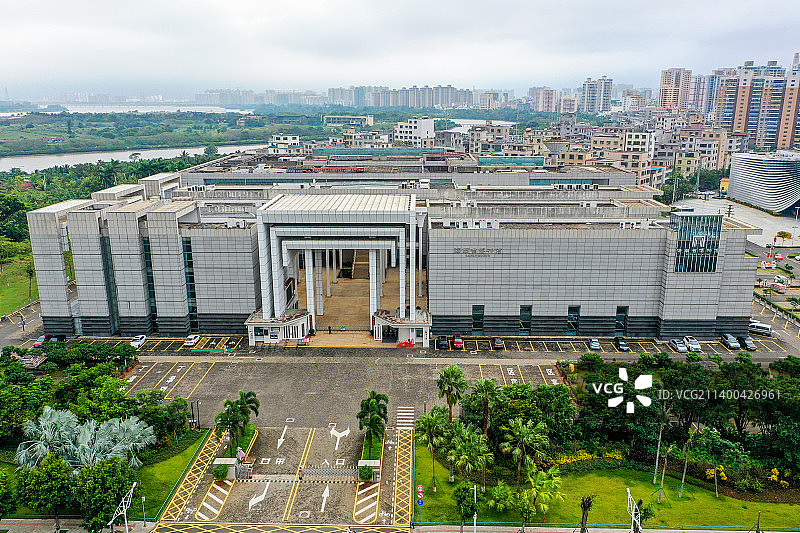 航拍海南省博物馆展馆建筑外景图片素材