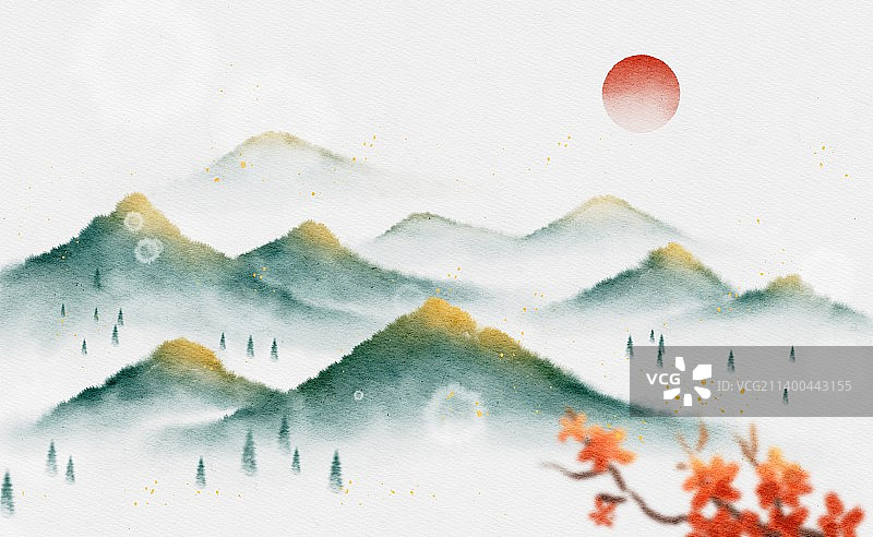 国风山水节气插画图片素材