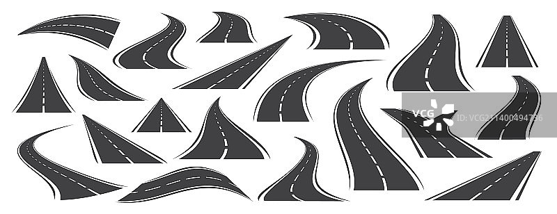 弯曲的沥青公路和高速公路图片素材