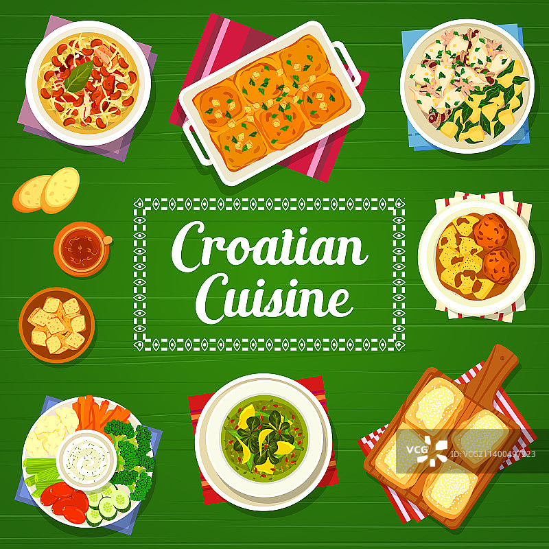 克罗地亚美食餐厅菜谱封面图片素材