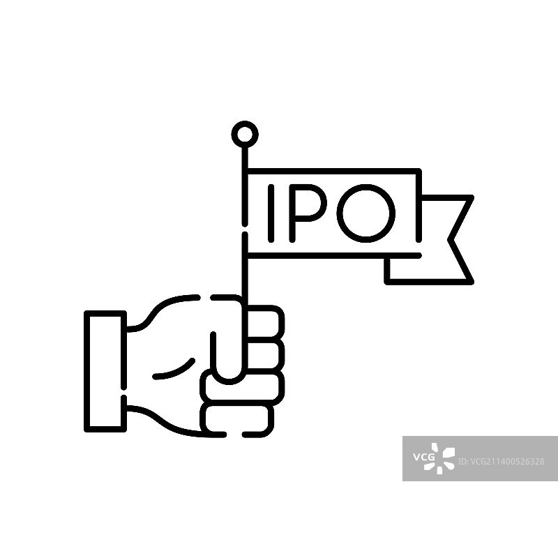 手持带有IPO成功字样的旗帜图片素材