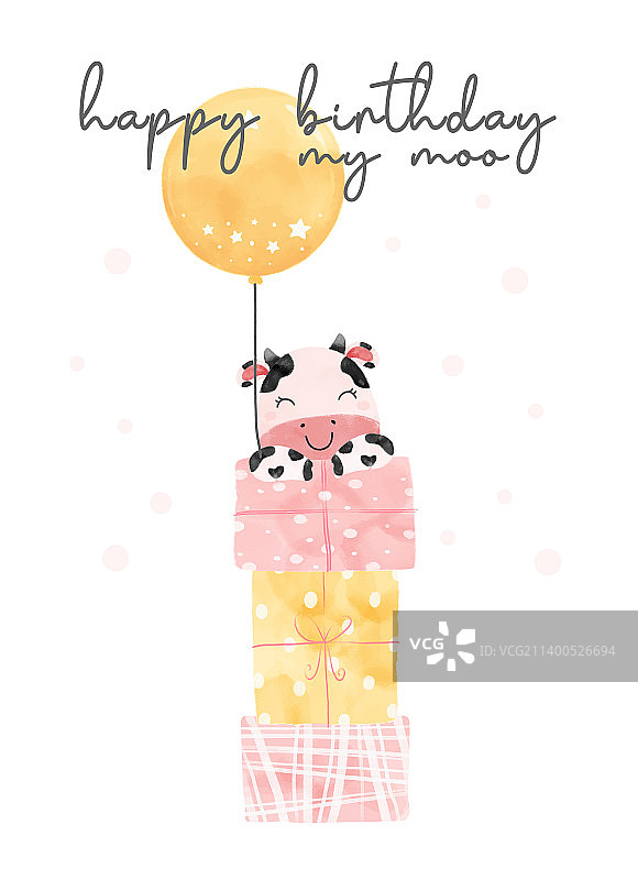 生日聚会上可爱的粉色小母牛图片素材