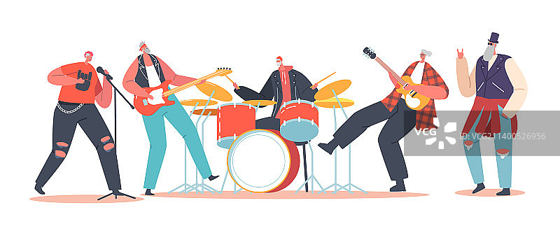 老年摇滚乐队在舞台上表演图片素材