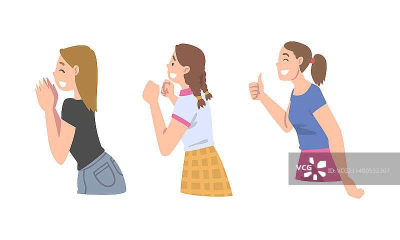 兴奋的少女粉丝看着某人图片素材