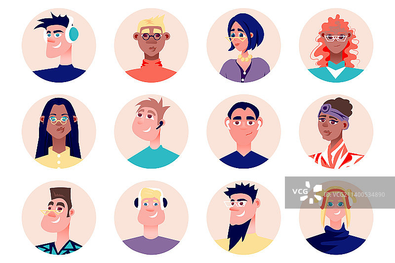 设计师人物头像隔离集图片素材