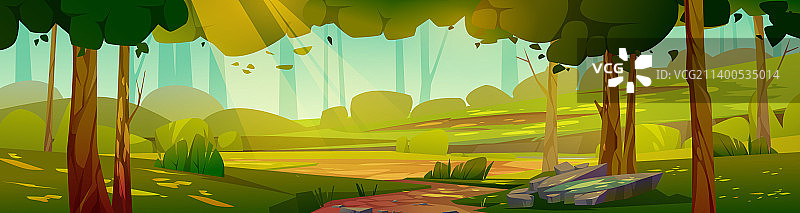 阳光明媚的森林空地夏日风景图片素材