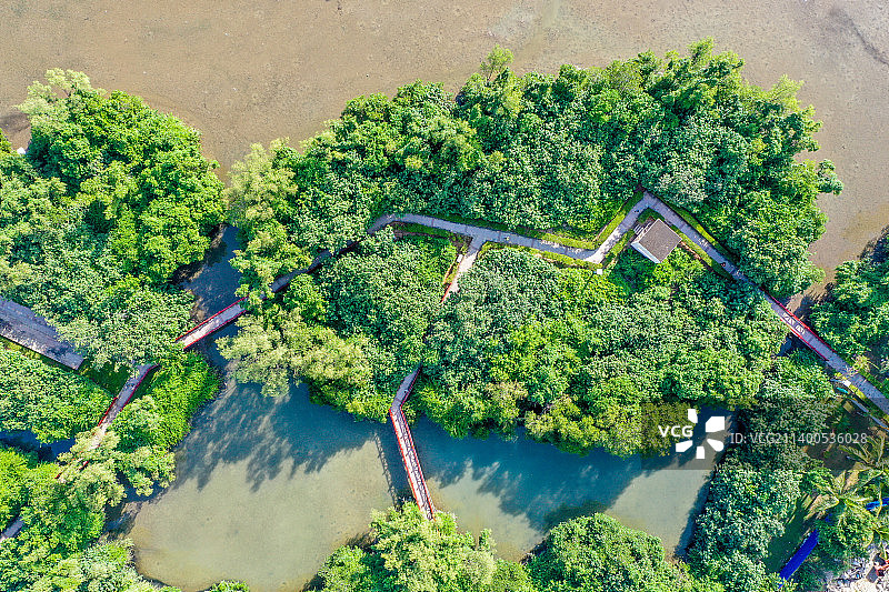 航拍海南三亚红树林公园 三亚河畔 三亚城市乐园图片素材