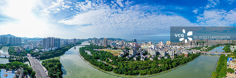 航拍海南三亚红树林公园全景图 三亚河畔 三亚城市乐园图片素材