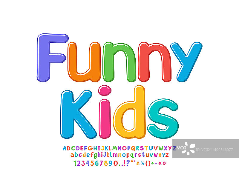 可爱的儿童设计明亮色彩字体图片素材