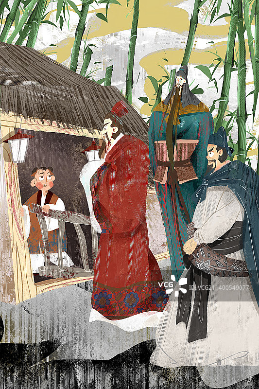 成语典故-三顾茅庐插画图片素材