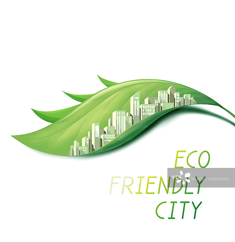 树叶上的城市图案图片素材