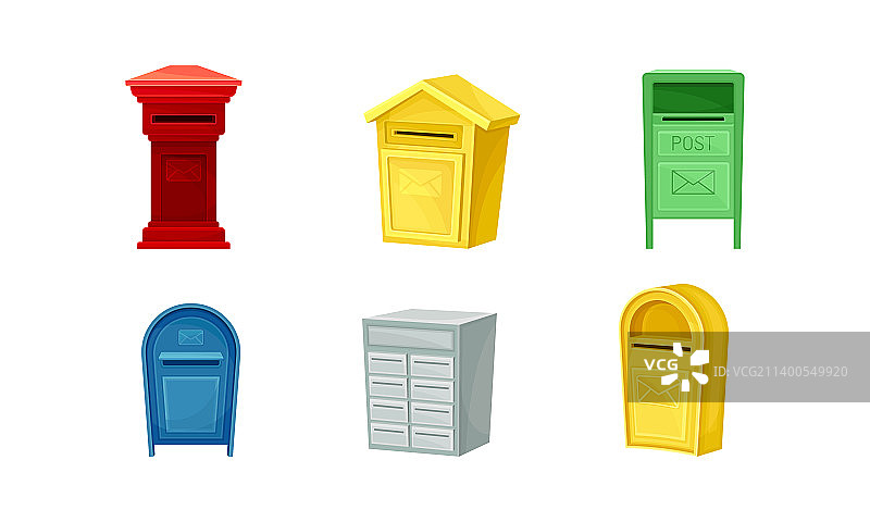 用于纸张的彩色邮箱容器套装图片素材