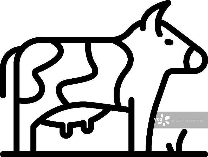 农场奶牛轮廓家畜品种图标图片素材