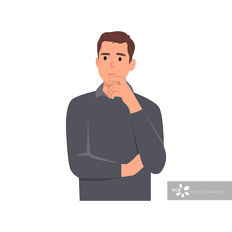 男人手托下巴思考图片素材
