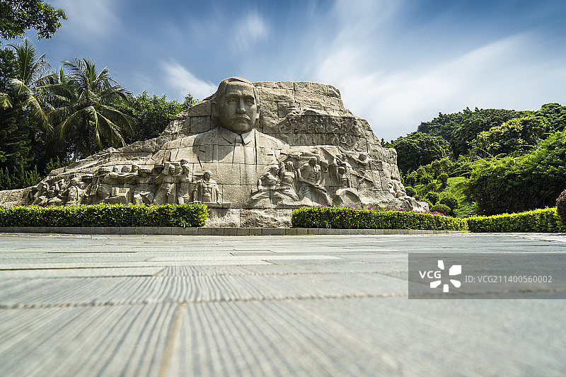 中国广东深圳中山公园孙中心先生石雕图片素材