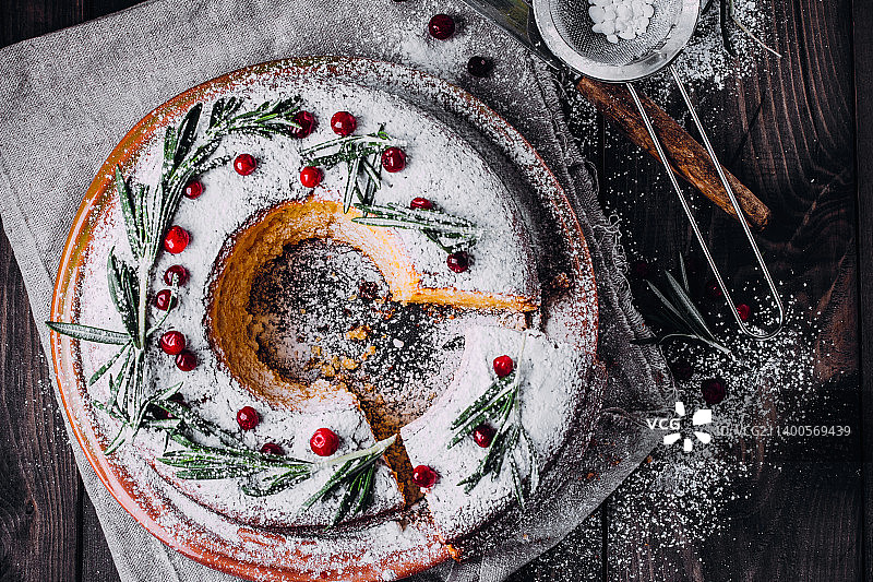 圣诞节或新年柑橘蛋糕图片素材