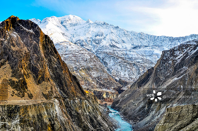 沿印度河的喀喇昆仑公路图片素材