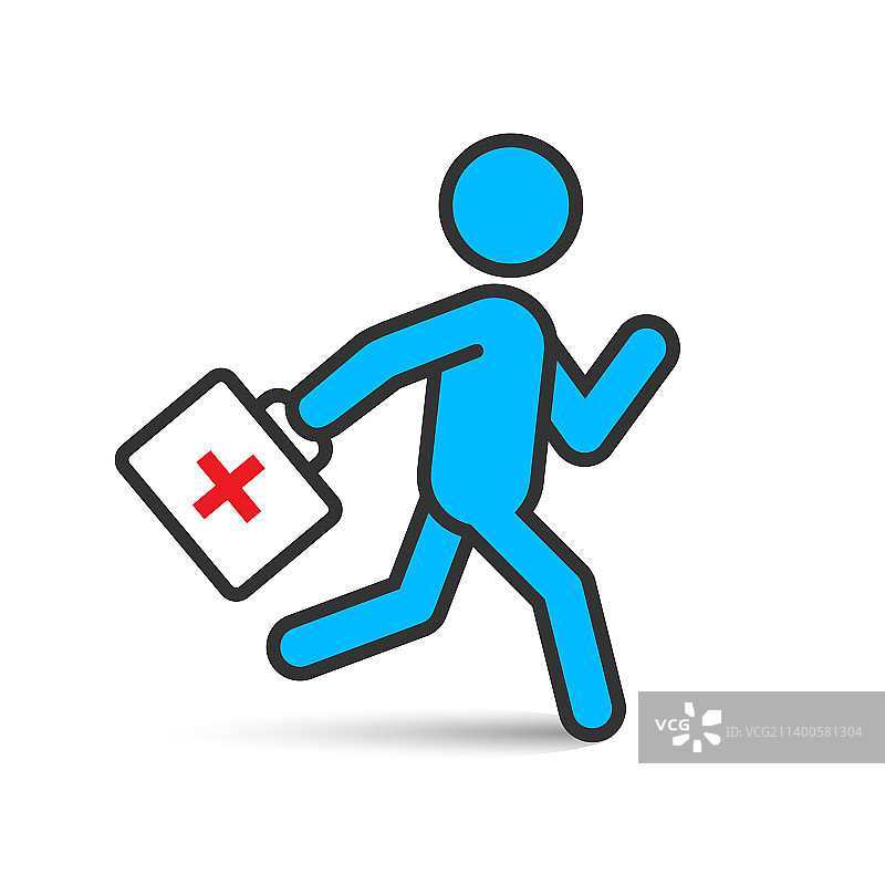 白色背景上的跑步医生彩色图标图片素材