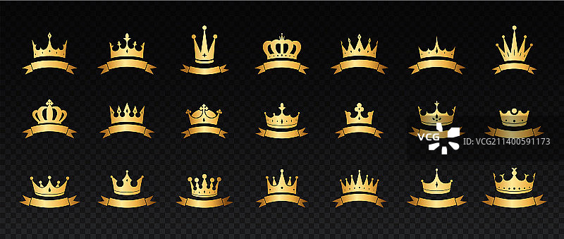 皇冠与丝带套装图片素材