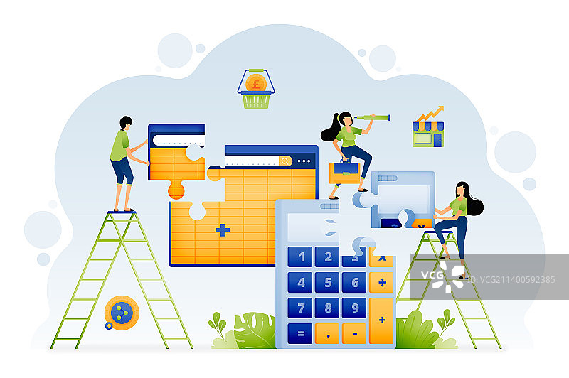 人们通过创造解决会计难题图片素材