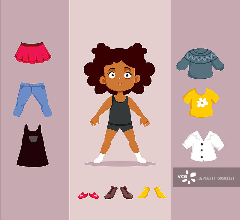 女孩思考穿什么装扮游戏设计图片素材