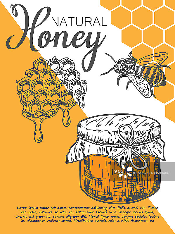 天然蜂蜜促销卡设计模板图片素材