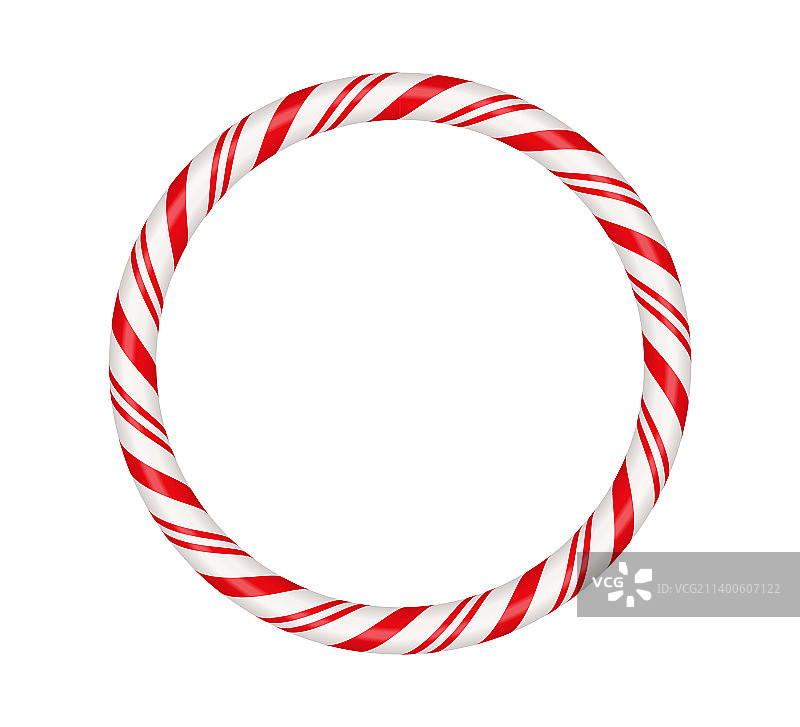带红色的圣诞糖果棒圆形框架图片素材