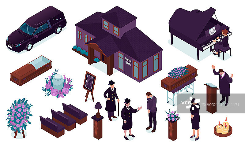 葬礼服务2.5D素材图片素材
