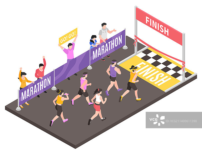 2.5D跑步马拉松概念图片素材