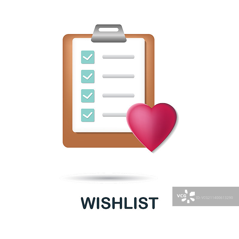 电商系列中的3D心愿单图标图片素材