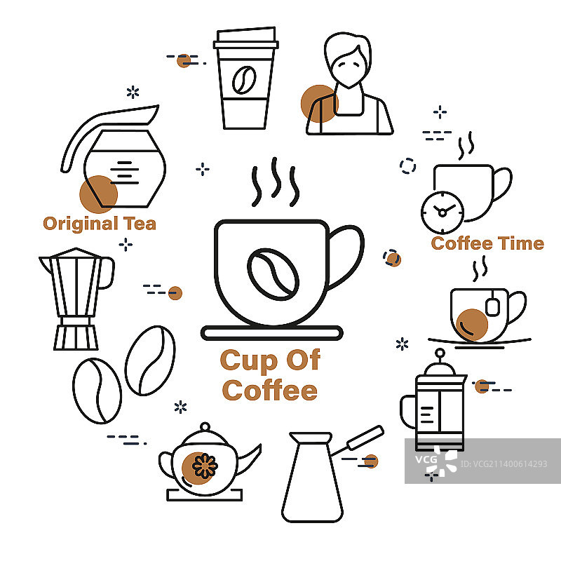 简约圆形线性咖啡杯设计图片素材