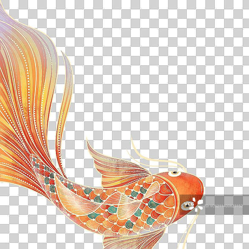 古风国潮风动物锦鲤金鱼插画图片素材