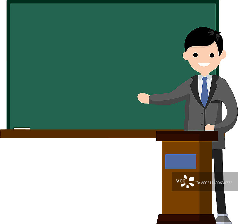 学校老师站在黑板附近图片素材