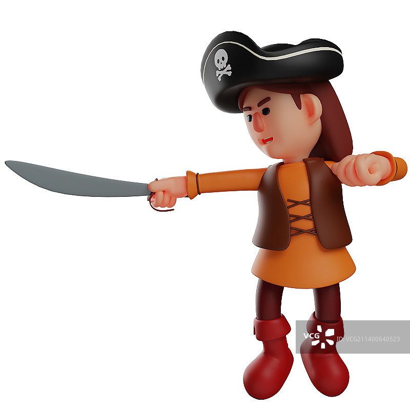可爱的3D海盗卡通形象，姿势生动图片素材