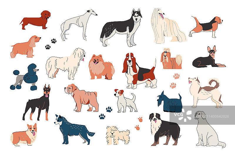 手绘小狗图标合集图片素材