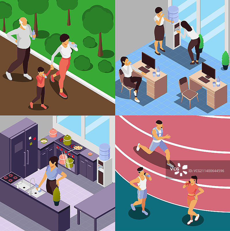 饮用水概念图标集图片素材